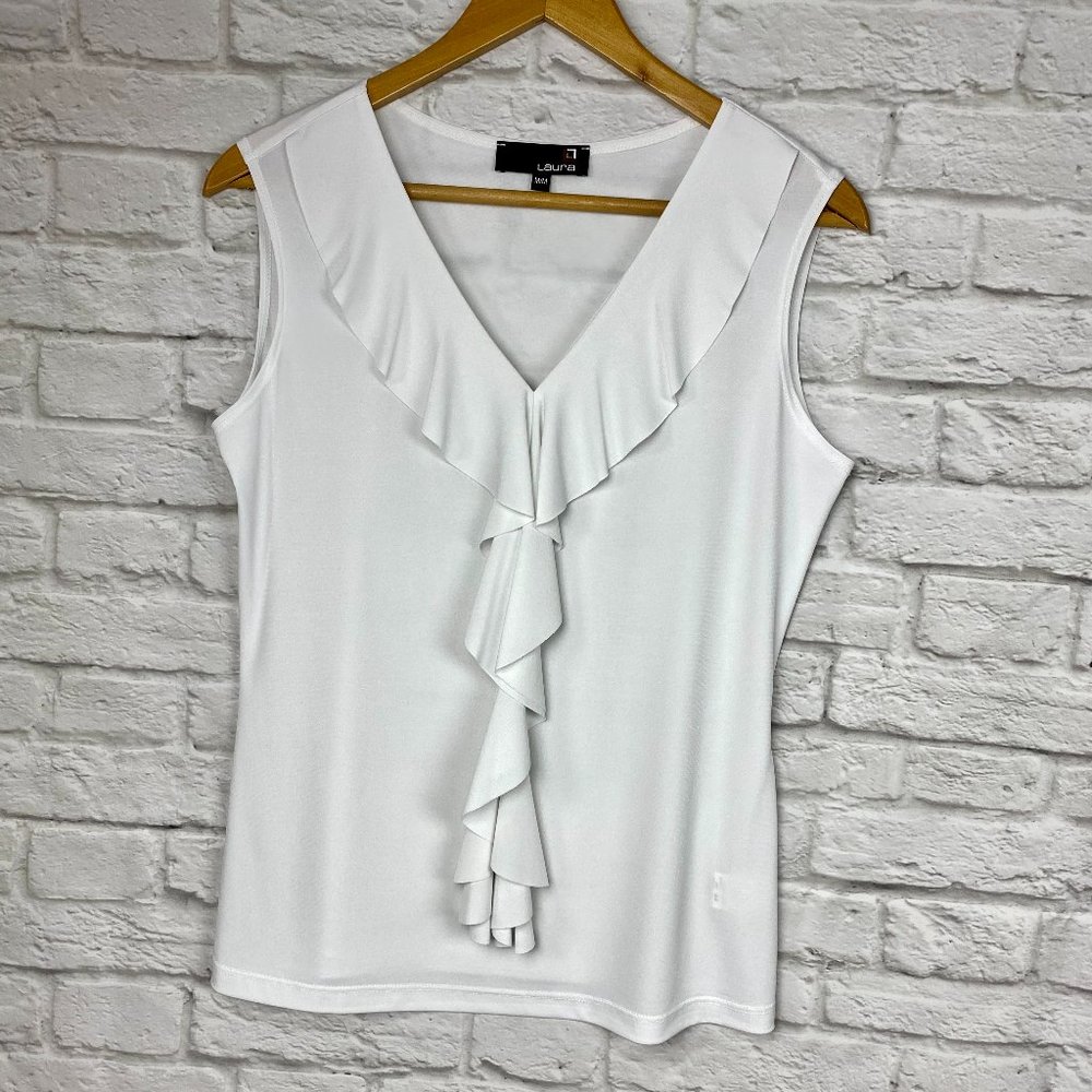 Laura NWOT white sleeveless blouse size M - Picture 1 of 5